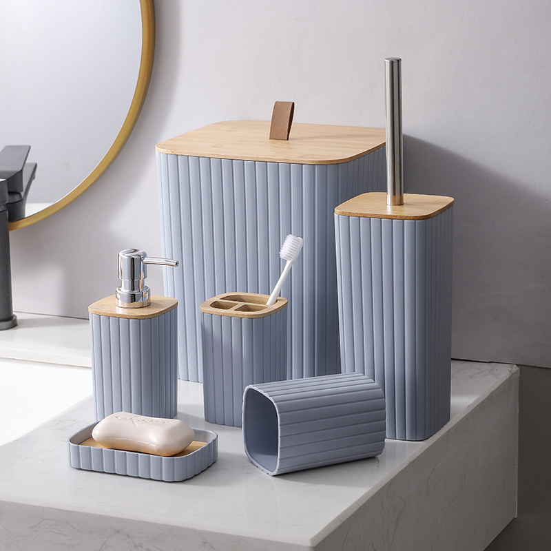 2024 nuevos productos transfronterizos nórdicos residencias set de cepillo de inodoro almacenamiento de inodoro suministros de hotel emulsión de bambú baño
