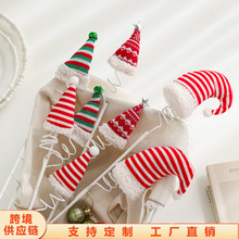 文达跨境新款圣诞插枝勾靴帽子毛绒玩具绕卷弹簧塑料公仔圣诞节派