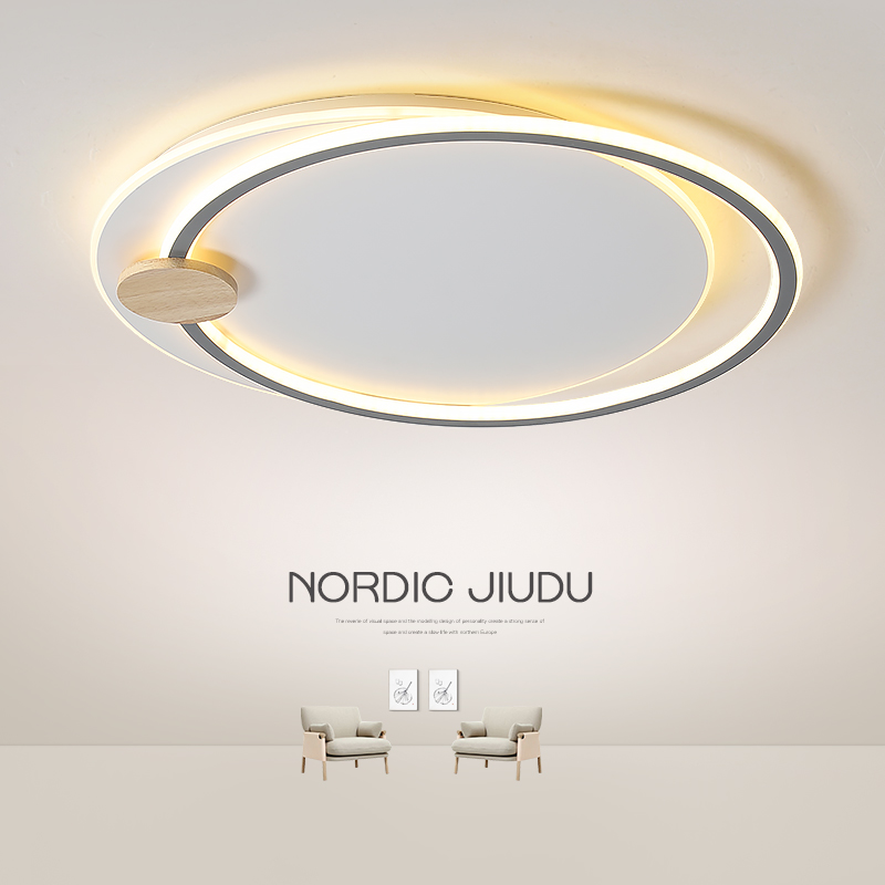 北欧卧室灯创意个性简约现代led吸顶灯圆形新款网红ins书房主卧房