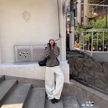 1206-25 买手店尾单连帽针织条纹打底