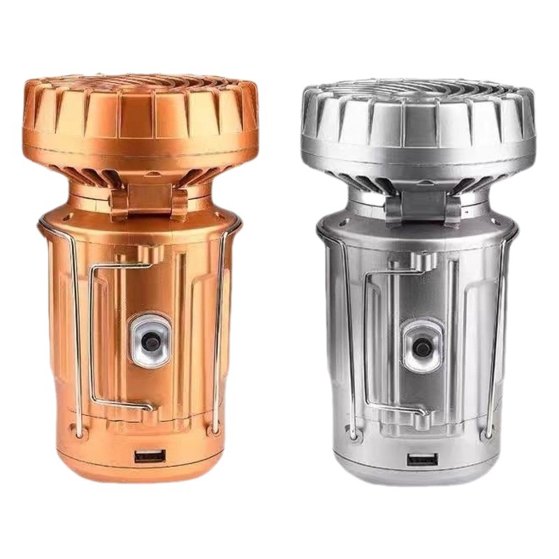 Nueva mazorca de múltiples funciones solar sonda camping luz cola ventilador linterna de carga solar luz de emergencia