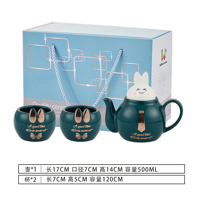 Juego de agua de cerámica de lujo ligero taza de agua doméstica hervidor de agua combinación resistente a altas temperaturas de gran capacidad Taza set FESTIVAL DE medio otoño traje de regalo