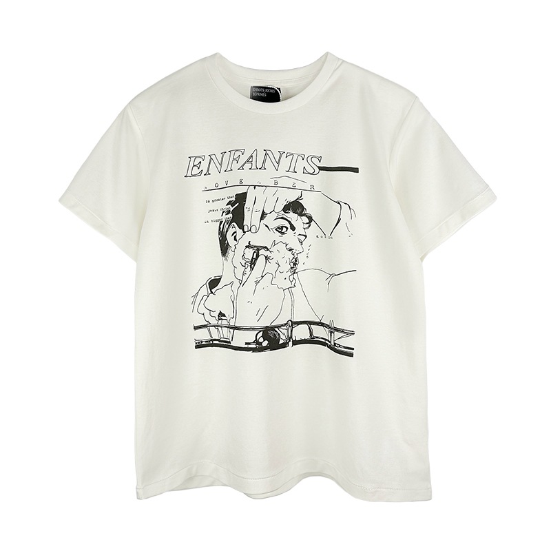 6006 Beige graphic cotton T-shirt