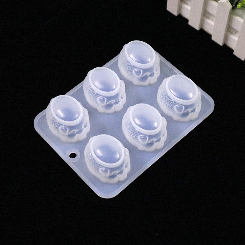镜面六连卡通可爱猪硅胶模具烘焙糕点模 DIY摆件吊坠水晶滴胶模具