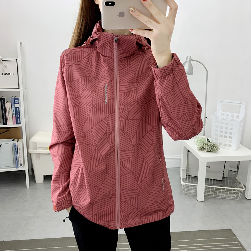 Primavera y otoño delgada de una sola capa elástica chaqueta al aire libre para hombres y mujeres ropa de abrigo a prueba de viento camuflaje casual