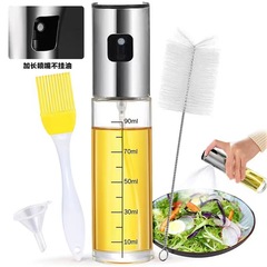 【アマゾン専用】ステンレス噴射瓶ブラシ付き漏斗押し焼き噴霧油瓶4点セット