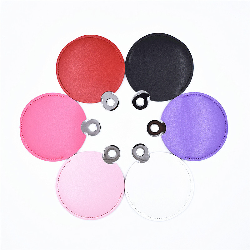 厂家皮革化妆镜 简约时尚便携梳妆镜卡通可爱小镜子PU折叠镜定制|ms