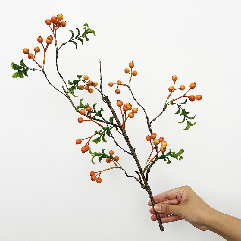Simulation Holly Fortune Fruit Seabuckthorn Fruit North American Interior Living Room Decoration Dining Table Coffee Table Branch Simulation Flower Ornaments
