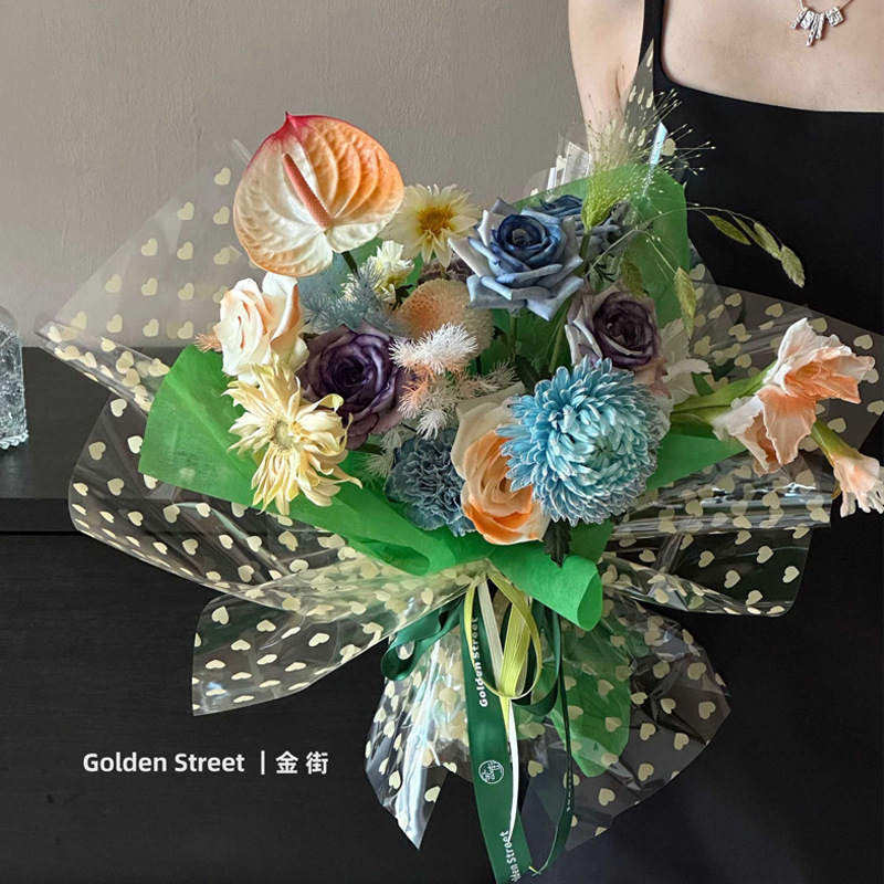 Color brillante y amoroso ramo OPP embalaje transparente florista embalaje impermeable papel ramo