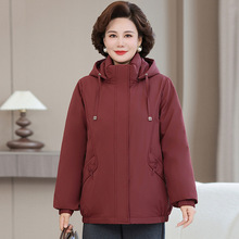 专柜中长款羽绒服女2025加厚宽松中年妈妈装保暖白鸭绒可缷帽外套