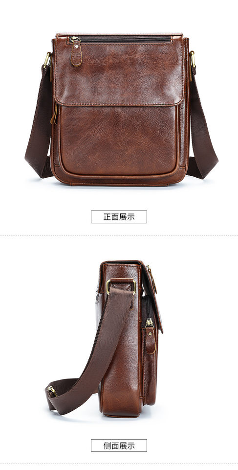 Túi đeo chéo nam da bò thật 24×8×27 cm nắp gập — Xanh quân đội, nâu, Màu đen, Cà phê chi tiết 34
