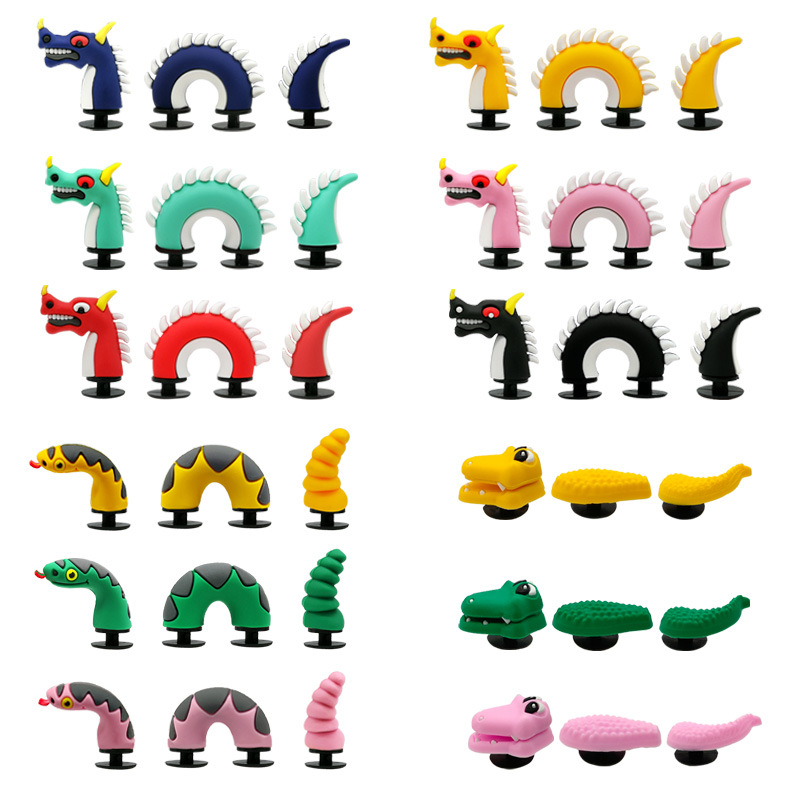 Adornos 3D para zapatos, decoraciones para calzado, accesorios de animales para zapatos de jardín, decoraciones de dragones y serpientes para zapatos, uso diario informal.