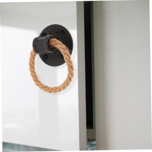 Wall-Mounted Rope Towel Ring American Country Wooden Home Kitchen Bathroom Pine Hemp Rope Storage Partition