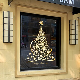 Christmas scene layout electrostatic glass stickers Christmas tree stickers decorative window grilles door stickers dress foreign trade processing