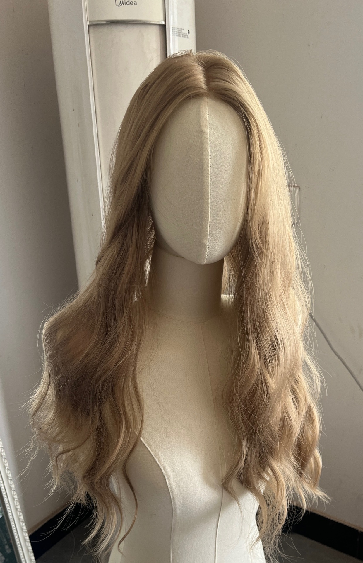 손으로 짠 앞 레이스 답답한 푸른 물 리플 롤 8 자 앞머리 60 -65CM