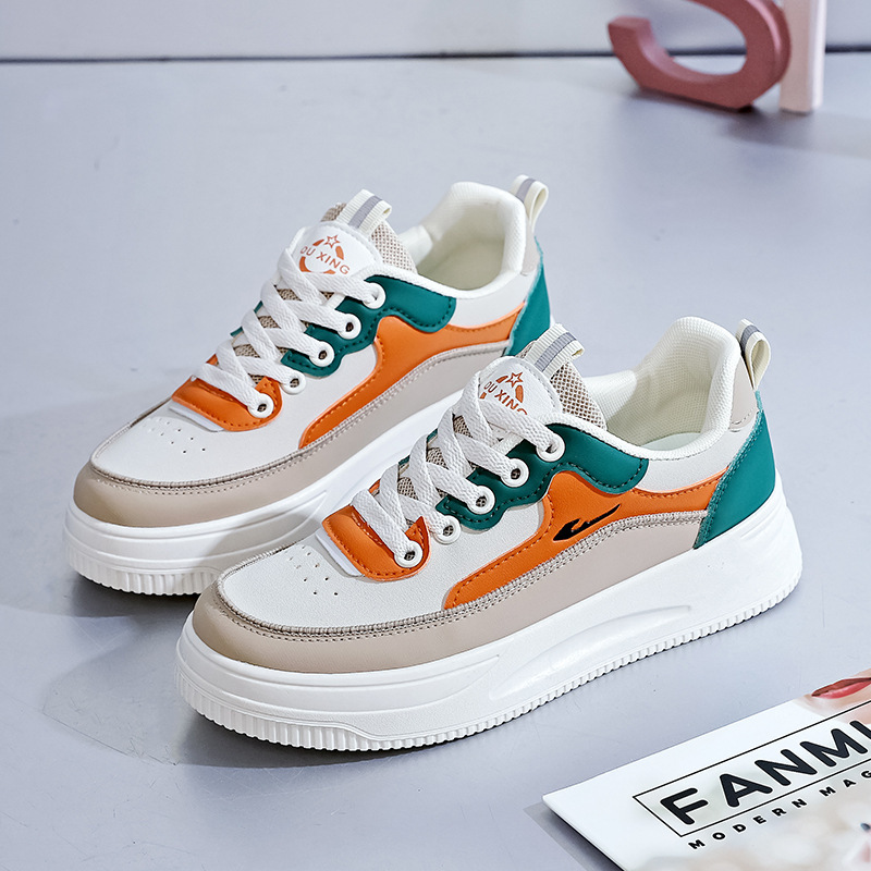 Large Size Fashionable Women's Shoes, Student White Sneakers, Trendy Thick-Soled Casual Shoes, Breathable Outdoor Casual Women's Sneakers