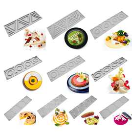 新款多连三角形圆形蚊香翻糖蕾丝垫法式分子西点摆盘装饰硅胶模具