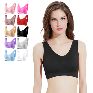Cross-Border double-layer seamless sports vest for women plus size push up wireless sleep bra yoga beauty back underwear for women