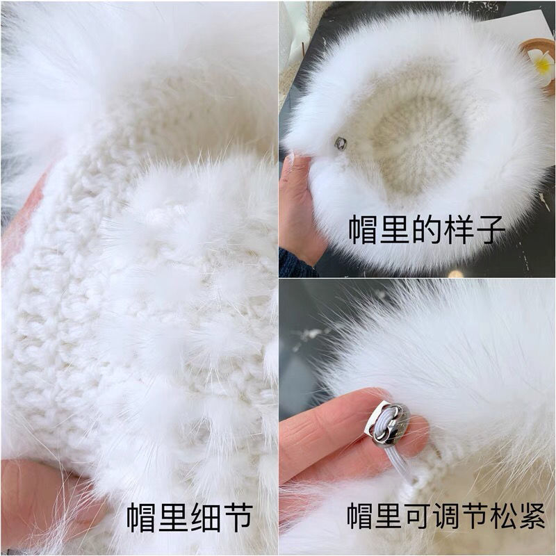 가을과 겨울 한국 패션 달콤한 귀여운 모자 밍크 여우 모피 진짜 모피 따뜻한 두꺼운 어부 모자 분지 모자