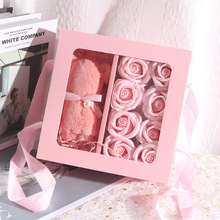 创意新款母亲节礼品可爱毛巾熊香皂花礼物盒康乃馨玫瑰花节日礼物
