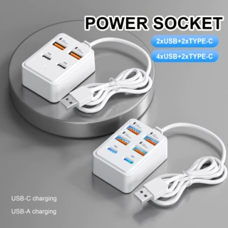 厂家直供多功能USB插座 2USB+2Type-C快充排插 支持一件代发 4口U