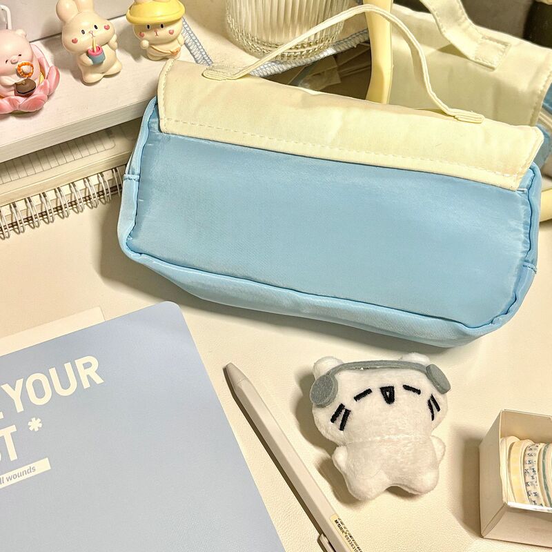 Xiaohongshu ins 新しいかわいいキャンパススタイルニッチ文具バッグポータブル収納化粧品バッグ大容量鉛筆バッグ|undefined