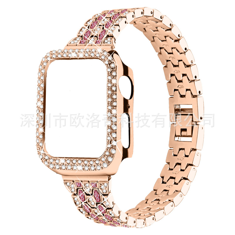 Suitable for apple series 8ultra 49MM five-bead three-row Diamond metal diamond strap apple watch9