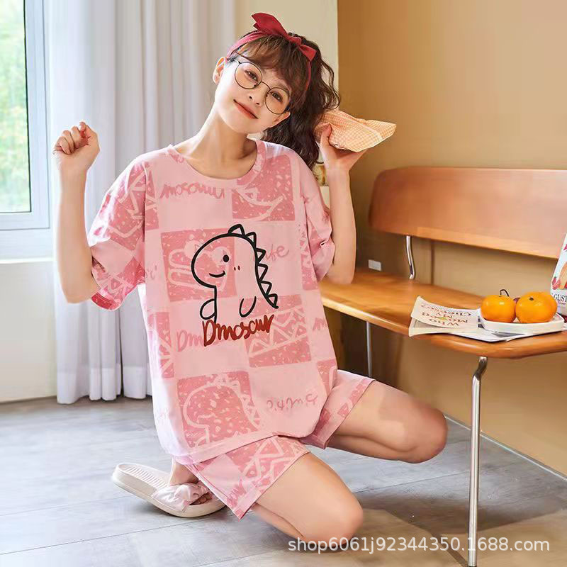 2023新款睡衣女夏季薄款短袖可爱韩版卡通套装家居服可外穿两件套详情10