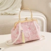 Fuchsia bag strap pearl