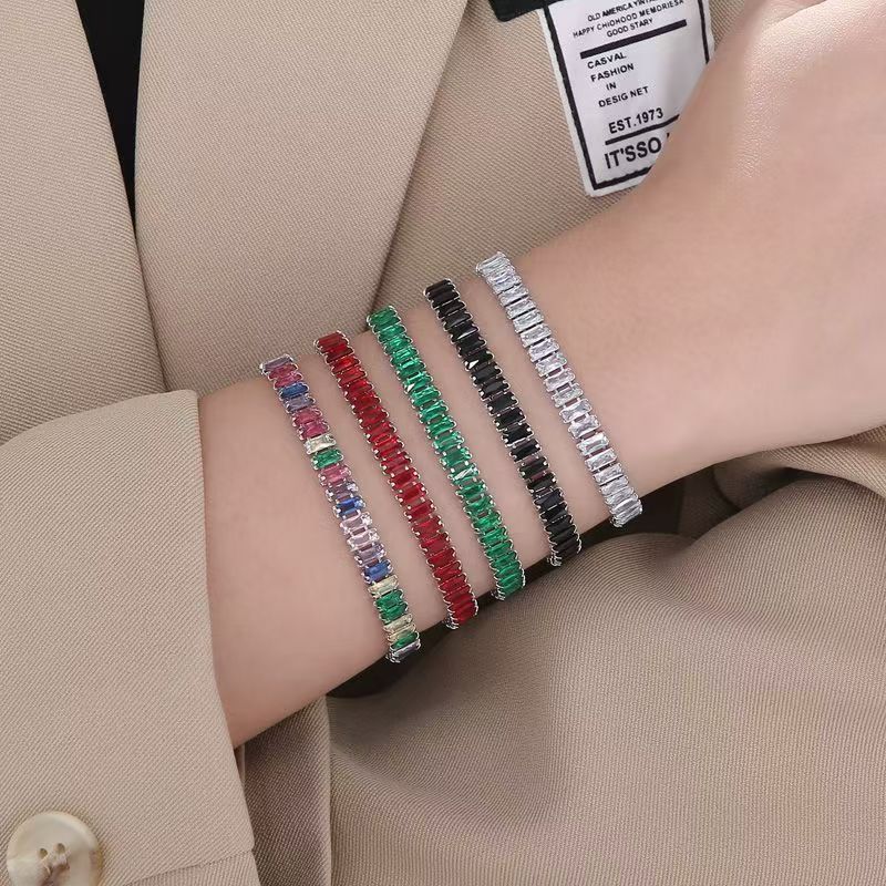 rectangular small universal bracelet with zircon
