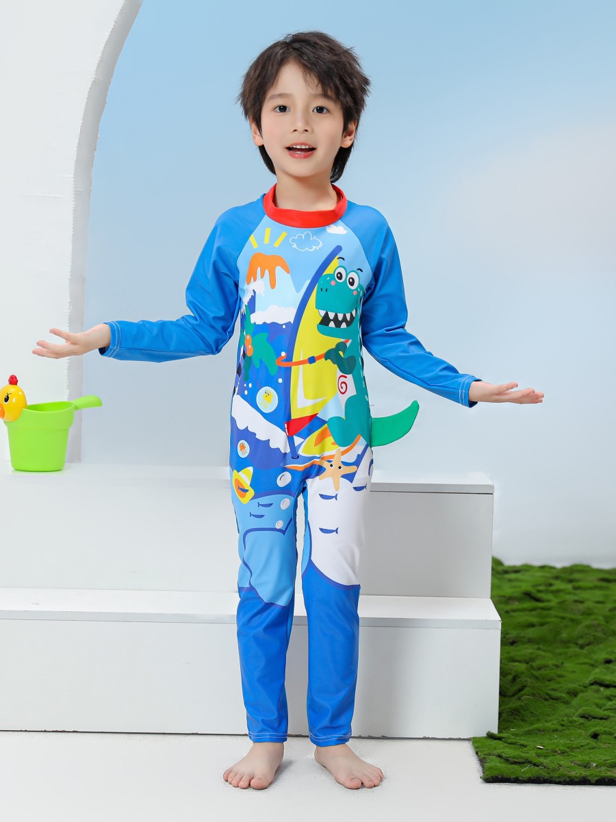 Traje de baño para niños de comercio exterior, traje de natación de secado rápido con protector solar de manga larga para niños, traje de buceo para bebés, traje de surf al por mayor