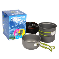 Pot Set DS-101 Outdoor Portable Cooking Pot Set for Camping for 1-2 Persons 2-piece Outdoor Pot Set for One Person is Simple and Fast