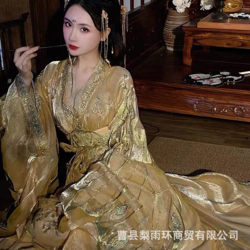 Han Clothing Wei Jin Antique Straight Long Shirt Warring States Robe Heavy Industry Embroidery High Color Value Super Fairy Han Clothing Big Sleeve suit