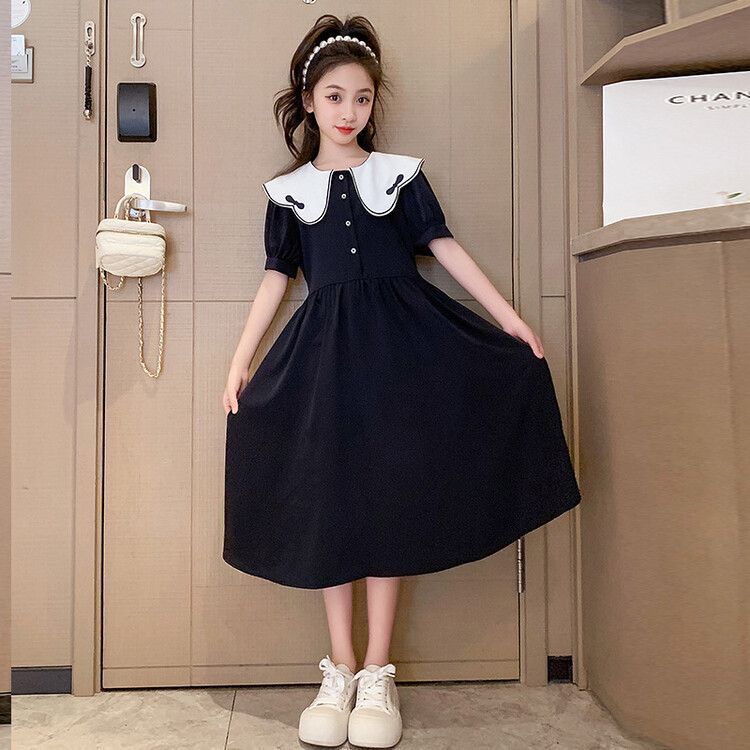 Girls dress Summer New Western Style Children's Korean Style Summer Dress Girls College Style Princess Skirt