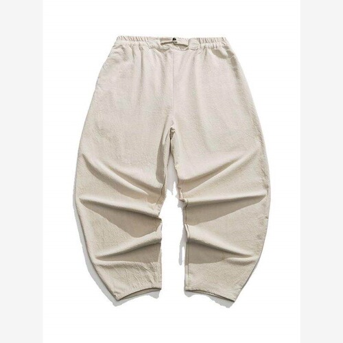 Cotton and linen pants, linen pants, men's loose and thin harem pants, meditation and artistic casual pants, summer wide-leg lantern pants