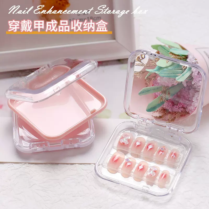 网红新款穿戴甲收纳包装盒便携立体加固造型透明精致成品展示盒