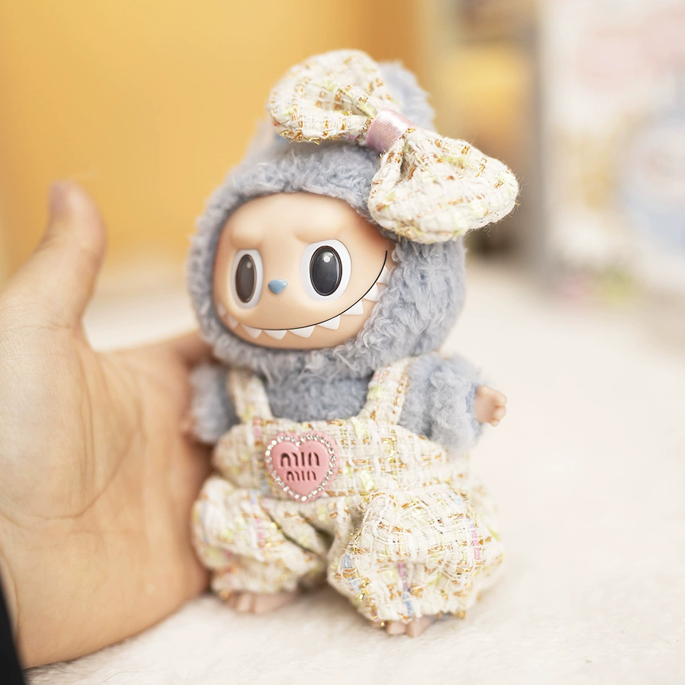 Кукла, комбинезон с бантом, плюшевая модная игрушка для переодевания, 17 см, детская одежда