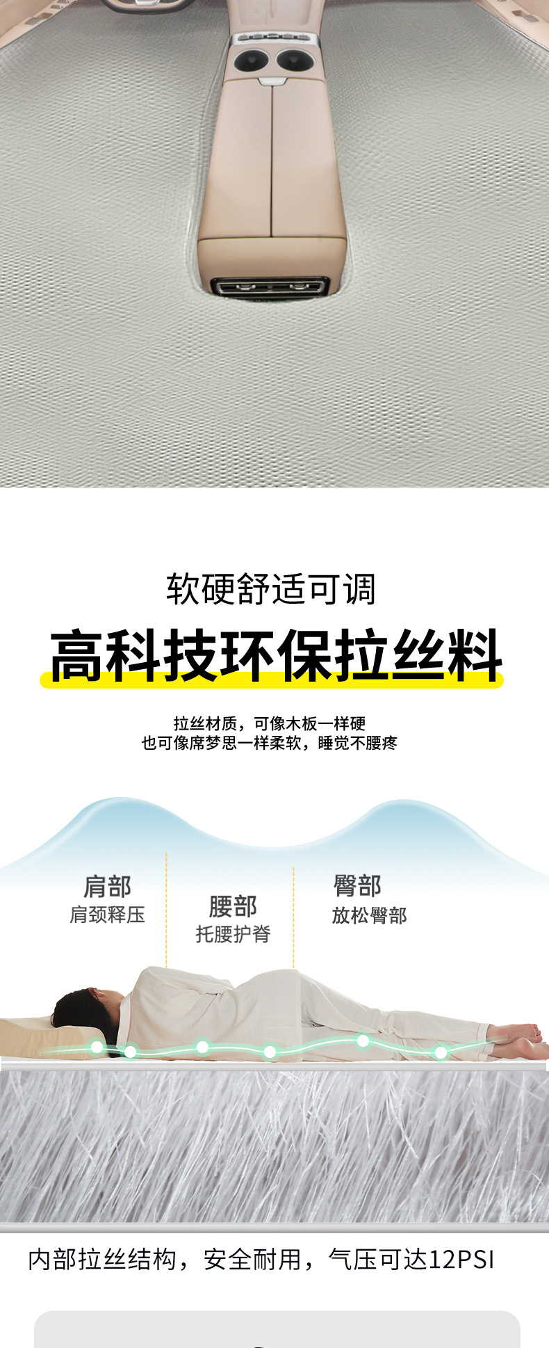 Jietu Shanhai L7Plus Front-Row Integrated Car Air Mattress, Thickened Sleeping Pad, Travel Mattress, In-Car Sleeping Essential