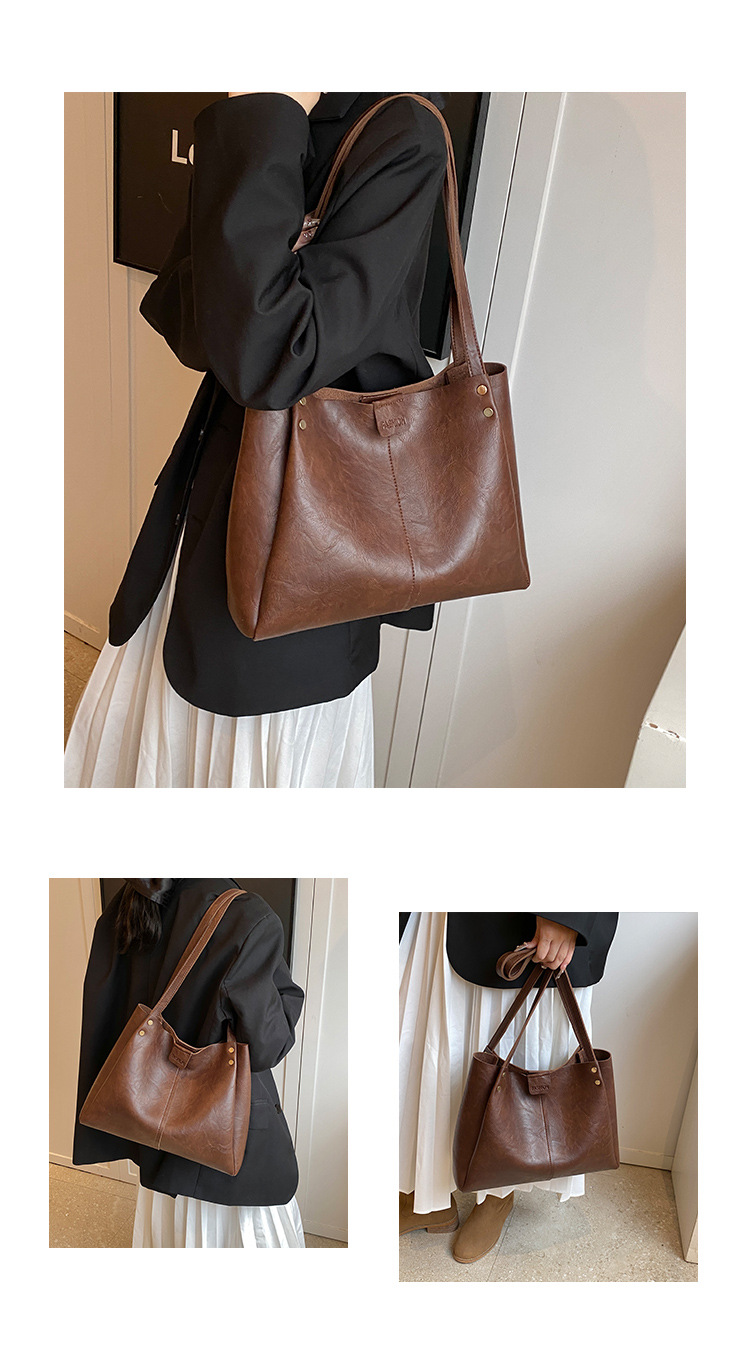 The new 2024 autumn collection features a retro, simple, large-capacity, solid-color, fashionable and individual single-shoulder underarm tote women's bag undefined