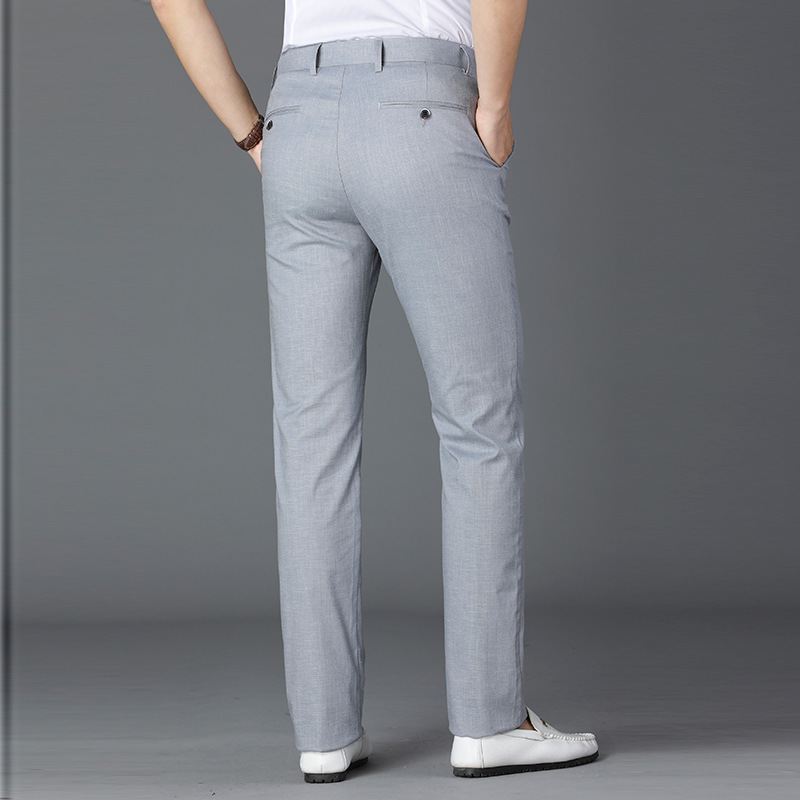 High-End Korean Style Casual Pants for Men, Summer Thin Tencel Linen Small Straight Youth Versatile Slim Ice Silk Trousers