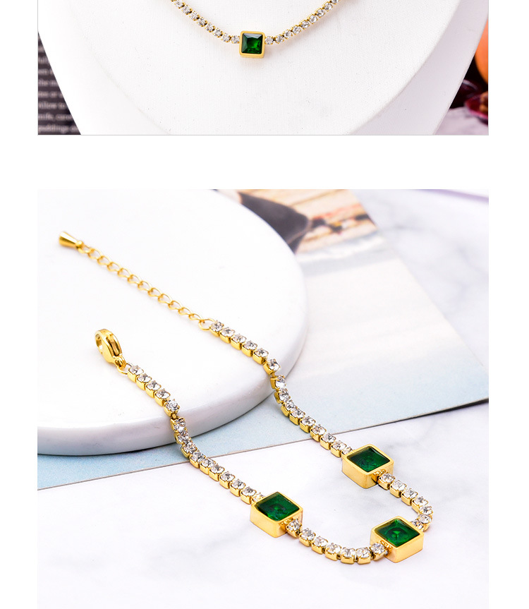 Fashion Geometric Titanium Steel Necklace Inlay Zircon Stainless Steel Necklaces 1 Piece