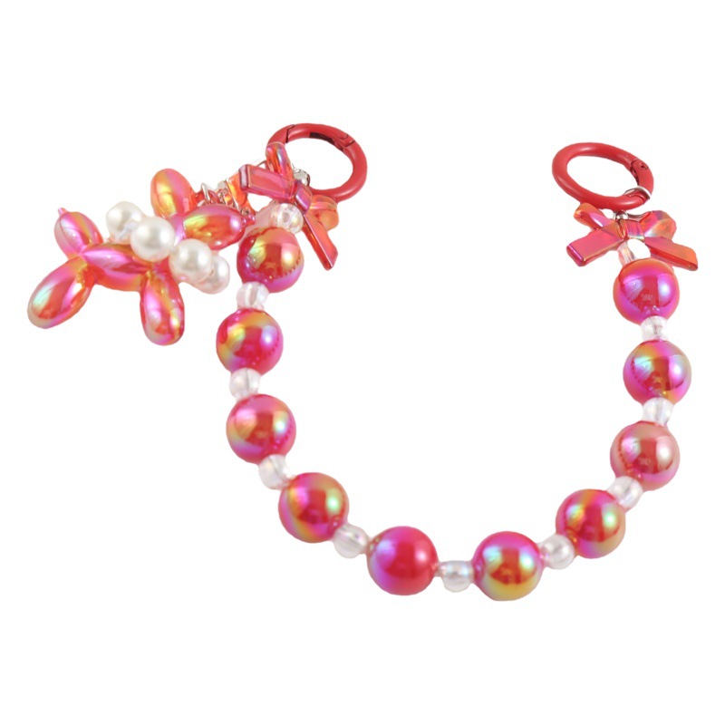 TikTok CADENA DE TELÉFONO MÓVIL adornos decorativos doble hebilla colgante Globo perro colgante DIY teléfono móvil Shell cadena hecha a mano con cuentas