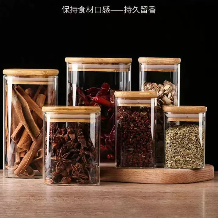 Квадратные герметичные стеклянные банки из высококачественного боросиликатного стекла для хранения круп, орехов и снеков от производителя.