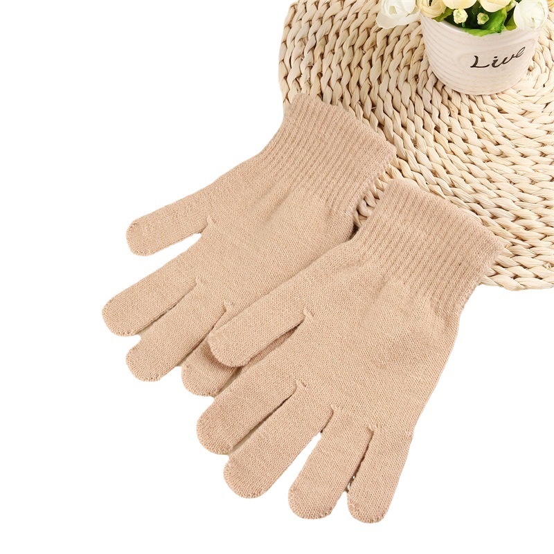 Nuevo unisex acrílico magia guantes de invierno cálido guantes de punto monocromo guantes de dedo completo logotipo imprimible