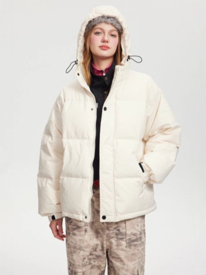 Tide de luz nacional tres prevención de 90 blanco chaqueta corta encapuchada hombre y mujer invierno frío pareja abrigo cálido