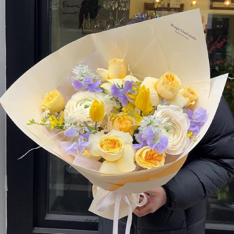 教师节网红小红书抖音加厚鲜花包装纸花束鲜花简约包花包装纸批发