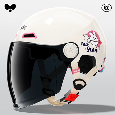 Motosiklet kaskı (dəbilqə) | Certified Battery Motorcycle Helmet - 3c-arrow-rabbit-cute-sunscreen-long-mirror-class-a-new-national-standard-one-size-fits-all