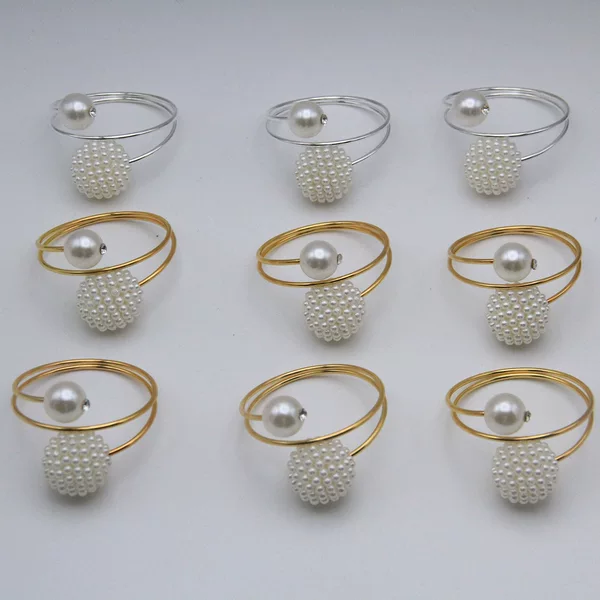 Hot-Selling High-End Hotel Restaurant Dining Table Pearl Bayberry Ball Imitation Pearl Napkin Ring Buckle Wholesale Light Luxury Luxury Items