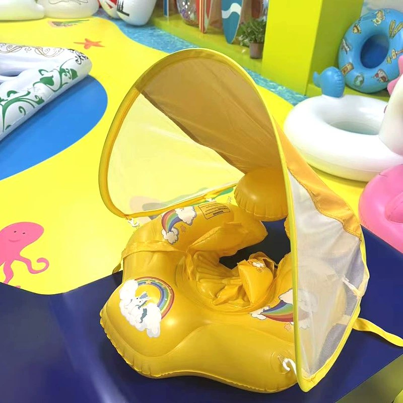 Новый детский надувной круг, детский круг для плавания, водная игрушка, надувной круг-единорог с навесом от солнца