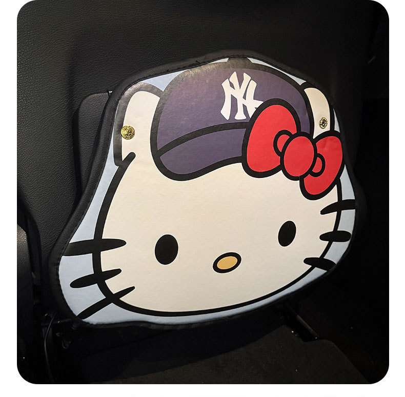 Hatted Kitty Car Seat Back Anti-Kick Pad Women's Cute Car Leather Seat Back Anti-Stain Pad Cartoon Pad